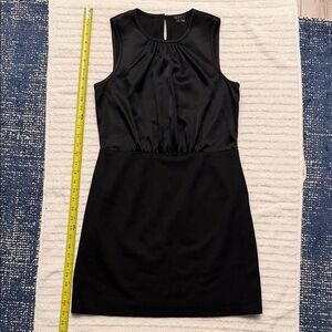 Theory Black Sleeveless Mini Dress with Satin Bodice